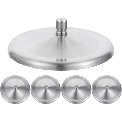Set Mit 5 Korrosionsbeständigen Edelstahl-becherdeckeln, Mehrzweck-becherdeckel – 9,50 X 9,50 X 2,00 Cm – Silber