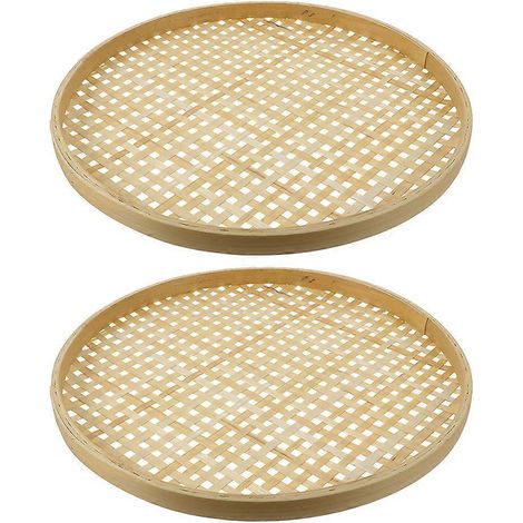 Set Mit 2 Gewebten Bambussieben, Haushalts-bambussieb – 18,00 X 18,00 X 1,50 Cm