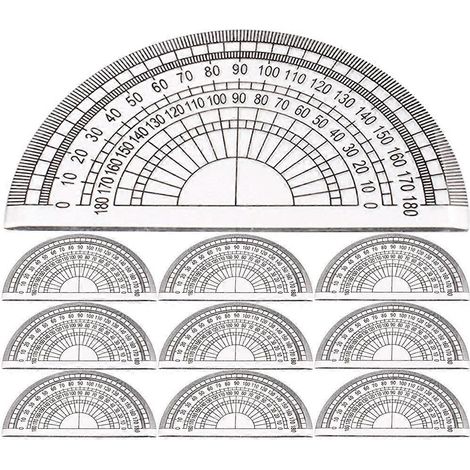 Set Mit 10 Kunststoff-winkelmessern Für Mathematik, Winkelmessgeräte, 180-grad-winkelmesser Für Schüler – 10 X 5,5 Cm