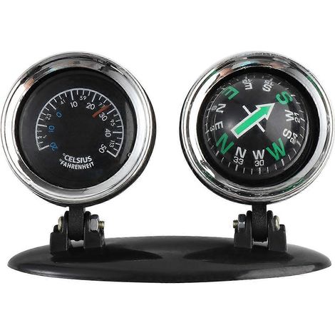 2-in-1 Autolenkrad, Kompass, Thermometer, Auto-styling-zubehör, Armaturenbrett-dekoration – 8,1 X 4,1 X 5,3 Cm