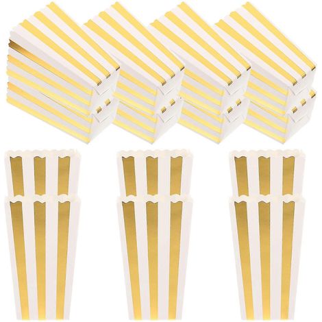24 Einweg-popcornboxen, Popcorn-eimer Und Pommes-behälter Für Ihre Filmabende – 11,5 X 7 Cm – Gold