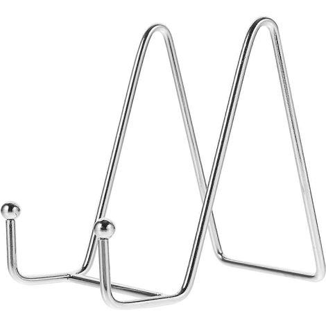 Bilderrahmenständer, Präsentationsständer, Tellerhalter, Metallständer, Fotostaffelei – 7,5 X 10,5 X 10,5 Cm – Silber