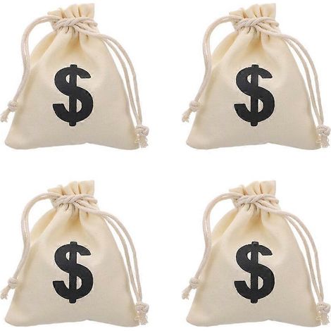 Set Mit 4 Kleinen Stoffbeuteln Mit Kordelzug, Ideal Für Spiele, Münzen, Gastgeschenke Oder Snacks. – 16 X 12 X 0,2 Cm – Beige
