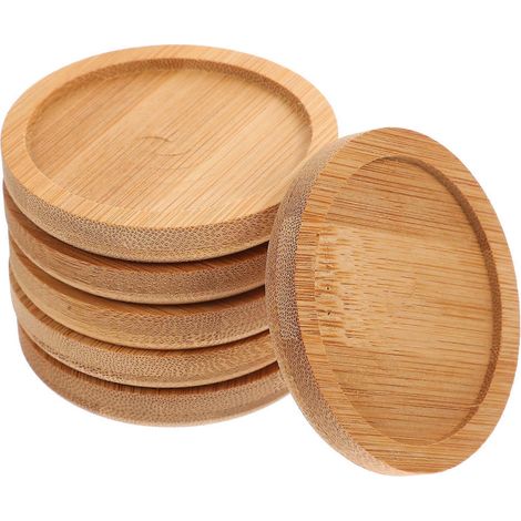 Set Mit 6 Runden Bambusuntersetzern Für Tassen Und Becher. – 6,50 X 6,50 X 0,90 Cm