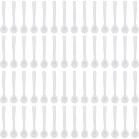 Packung Mit 100 Kunststoff-messlöffeln Mit Langen Griffen Für Kosmetikprodukte. – 9,50 X 2,20 X 2,00 Cm – Weiß