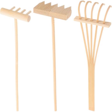 Set Mit 3 Mini-rechen Für Zen-gärten, Sand, Bambus, Meditationstische, Feng-shui-dekoration Für Zuhause Und Büro