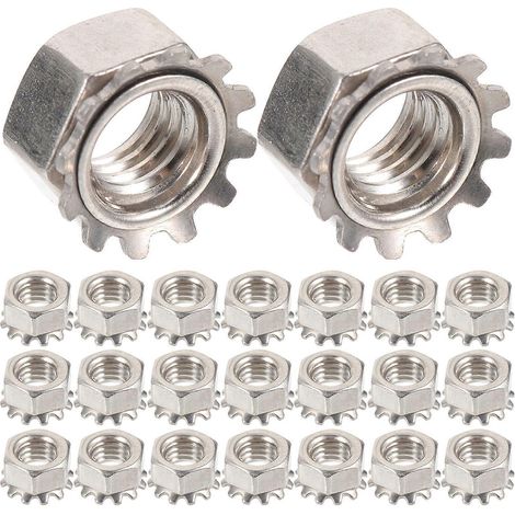 50 Selbstsichernde Sechskantmuttern Mit Außenliegender Zahnscheibe – 0,5 X 0,5 X 0,3 Cm – Silber