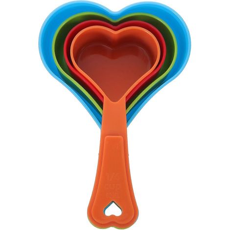 Set Mit 4 Herzförmigen Messlöffeln Aus Kunststoff Für Die Heimische Küche – 15 X 10 Cm