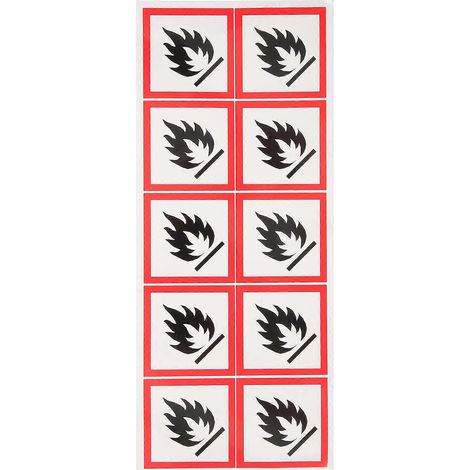Aufkleberbogen Für Brennbare Flüssigkeiten – Praktisches Warnschild Für Brennbare Flüssigkeiten – 25,5 X 11 Cm