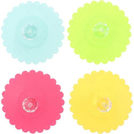 Set Mit 6 Transparenten Becherdeckeln (10,5 Cm Durchmesser) Mit Rauten- Und Blumenmuster, Aus Staubdichtem Silikon, Leuchtende Farben (farbe Zufällig). – 10,50 X 10,50 X 4,00 Cm
