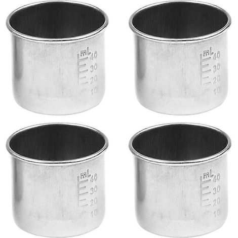 Set Mit 4 Multifunktionalen Messbechern Für Tabletten, Praktisch Und Mit Skala. – 5,00 X 5,00 X 4,00 Cm – Silber