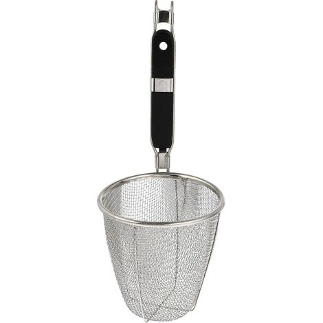 Edelstahl-sieb Mit Metallgewebe, Schaumlöffel, Küchensieb Für Pasta, Ravioli Und Nudeln (schwarzer Griff) - M