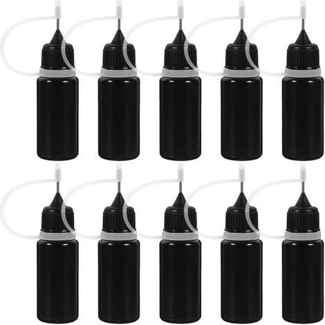 20 Leere Klebstoffflaschen Mit Nadelspitze (10 Ml) – 8,00 X 2,00 X 2,00 Cm – Schwarz