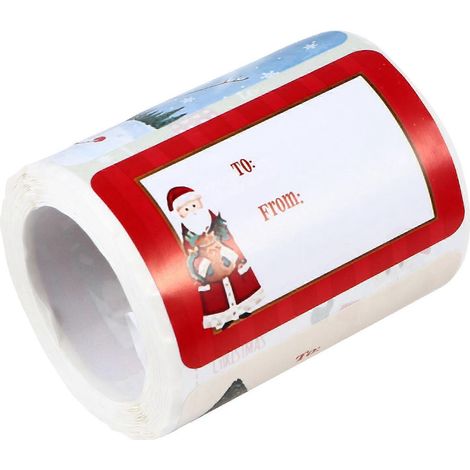 Rolle Mit 250 Selbstklebenden Verschlussaufklebern Zum Verpacken Von Weihnachtsgeschenken – 7,5 X 5 X 0,1 Cm