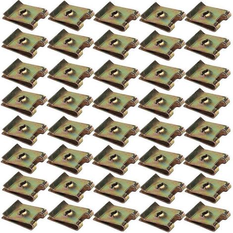 50 Stück Motorradverkleidungsbefestigungen, U-clips Aus Manganstahl Nr. 6, U-bügel Mit U-mutter – 1,6 X 1,2 Cm