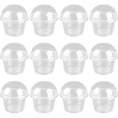 Set Mit 20 Einweg-kuchenförmchen Mit Deckel Für Desserts, Eis Und Salate. – 9,50 X 9,50 X 6,40 Cm – Transparent