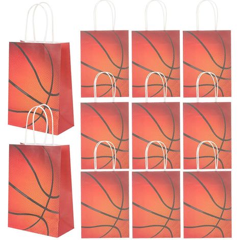 12 Geschenktüten Aus Kraftpapier Für Eine Basketballparty – 30 X 15 Cm
