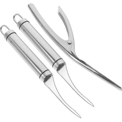Set Mit 3 Garnelenentfernern Aus Edelstahl, Praktische Werkzeuge Zum Entfernen Der Garnelenschnüre – 21,00 X 5,50 X 2,00 Cm