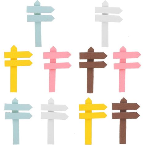 Set Mit 10 Mini-straßenschildern Aus Holz, Dekorative Ornamente Für Künstliche Mikrolandschaften Und Pflanzen, Puppenhaus-landschaftszubehör – 5 X 3 X 0,2 Cm