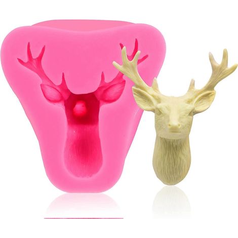 3d-silikonform Eines Hirsch-/elchkopfes Für Kuchen, Seife, Schokolade, Süßigkeiten Und Fondant (farbe Zufällig) – 7,00 X 6,80 X 3,50 Cm