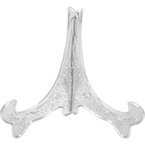 Präsentationsständer Aus Zinklegierung, Tellerhalter, Staffelei, Bilderrahmen, Faltbarer Präsentationsständer – 11,00 X 7,00 X 0,30 Cm – Silber