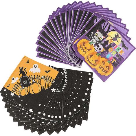 2er-packung Mit Je 40 Einweg-papierservietten, Doppelservietten, Halloween-zubehör – 33 X 33 Cm