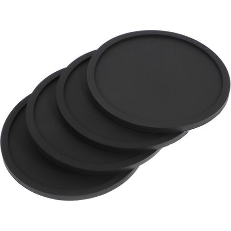 Set Mit 4 Runden, Dicken Silikonuntersetzern Mit Wasserablauf, Wärmeisolierend Für Teetassen – 10,00 X 10,00 X 0,20 Cm – Grau