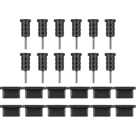 12 Paar Staubschutzstopfen Für Kopfhörerbuchsen Und Usb-c-anschlüsse Von Android-smartphones – 1,30 X 0,50 X 0,50 Cm – Schwarz