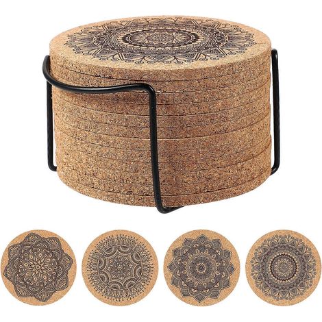 Cabilock Set Mit 1 Saugfähigen Korkuntersetzer Mit Halter, Ideal Als Einzugsgeschenk, Für Zuhause, Büro Oder Café.