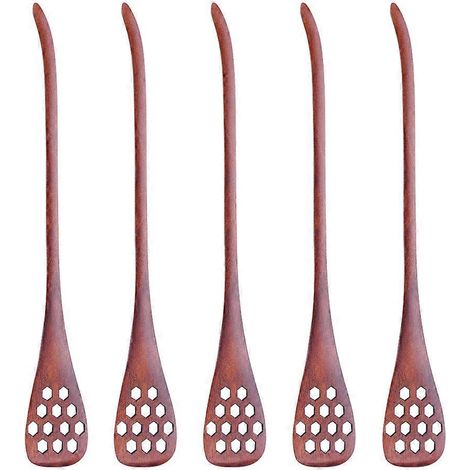 Set Aus 5 Geschnitzten Honiglöffeln Aus Holz, Hohl Und Durchbrochen, Japanischer Stil, Wabenmuster, Eiertrenner, Mischlöffel (lackierbar)