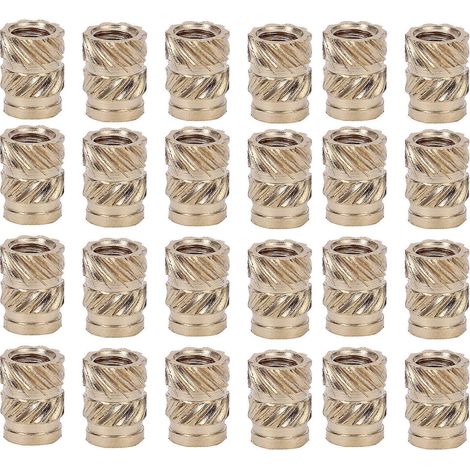 100 Hitzebeständige Nietmuttern, Kupferankermuttern, Gerändelte Gewindemuttern – 0,4 X 0,3 Cm – Gold