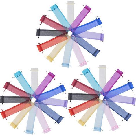 Set Mit 50 Kleinen Tüllbeuteln Mit Kordelzug, Kleinen Organzabeuteln Mit Kordelzug, Geschenkbeuteln Aus Organza Und Netzgewebe – 27,00 X 6,00 X 0,05 Cm – Verschiedene Farben