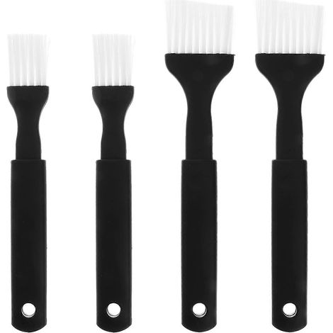 Set Mit 4 Nylon-gebäckpinseln Mit Kunststoffgriffen Zum Bestreichen, Backen Und Zubereiten Von Speisen (2 Große Pinsel, 2 Kleine Pinsel) – Schwarz