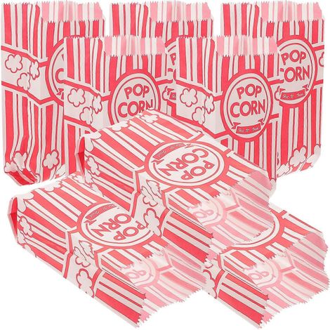 50 Papierpopcorntüten, Fettdichte Tüten, Papierverpackungstüten – 20 X 9 X 6 Cm