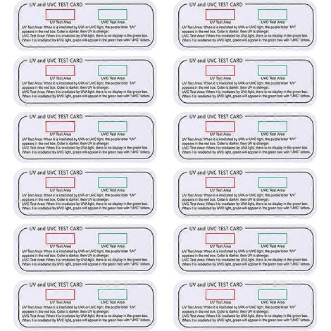 12 Uvc-uva-testkarten, Uvc-licht-identifikationskarten, Indikatorkarten, Uva-teststreifen – 7 X 2,5 X 0,1 Cm