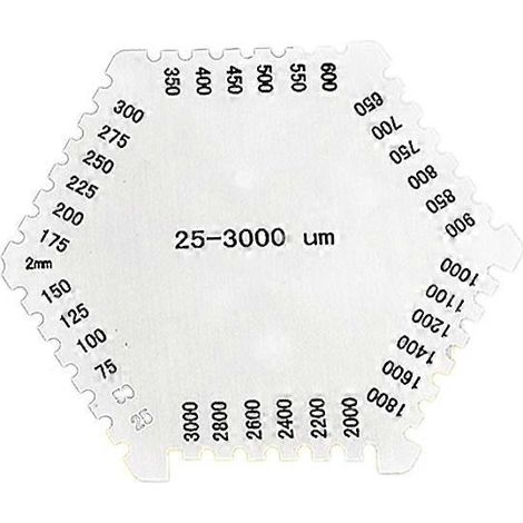 Hochpräziser, Sechseckiger Edelstahlkamm Zur Nassfilmdickenmessung (25–3000 Μm) – Silber