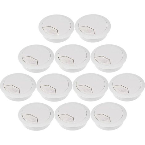 Packung Mit 12 Kabeldurchführungen Für Desktop-computer, 50 Mm Durchmesser (grau Und Weiß) – 6,00 X 5,00 X 1,60 Cm – Weiß
