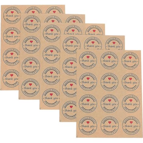 25 Bögen Dankesaufkleber, Verschlussaufkleber, Selbstklebende Etiketten Für Kleinunternehmen – 3,8 X 3,8 Cm – Khaki