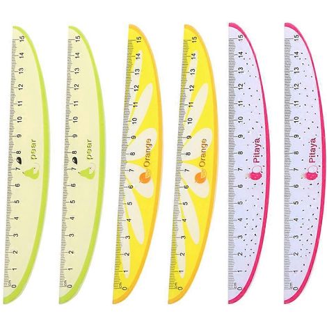 Set Mit 6 Kreativen 15 Cm Langen Kunststofflinealen Mit Fruchtmotiven, Für Schulkinder Und Studenten (zufällige Auswahl).