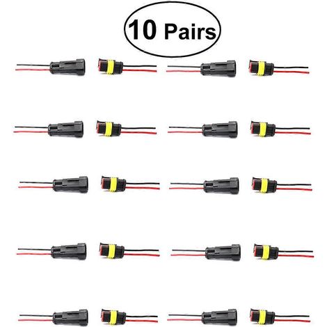 10 Paar Wasserdichte 2-polige Elektrische Anschlussklemmen (schutzart Ip67) Mit Kabeln Für Motorräder – 5,40 X 3,20 X 2,00 Cm