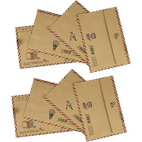 Set Mit 8 Klassischen Vintage-kraftpapierumschlägen, Größe B6, Mini-umschläge Für Luftpost, Fotos, Briefe, Geschenke, Aufbewahrung, Büro- Und Schulbedarf (zufällige Ausführung)