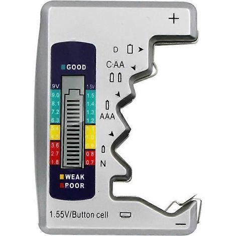 Tragbarer Digitaler Batterietester Für Zuhause, Outdoor Und Werkstatt (silber) – 9,2 X 6,3 Cm – Silber