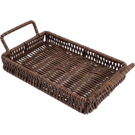 Büro-brotkorb, Rechteckiger, Geflochtener Brotkorb Mit Griffen – 20 X 13 Cm