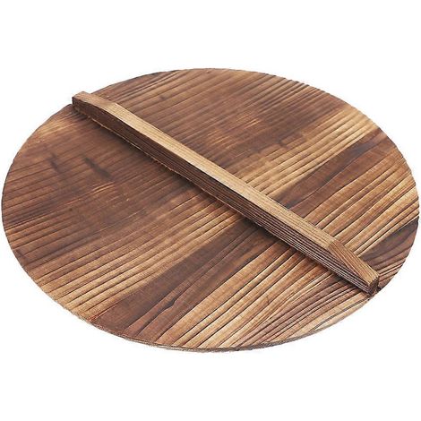 Hitzebeständiger Holzdeckel Für Gusseisernen Wok (24 Cm) – 24,00 X 24,00 X 1,60 Cm