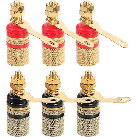 Set Mit 6 Lautsprecherklemmen Mit Bananensteckern Für Verstärker Und Lautsprecher. – 4 X 2,5 Cm