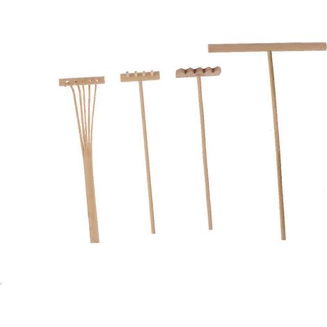 4-teiliges Bambusrechen-set Für Gartenarbeit, Bonsai Und Blumentöpfe, Mini-rechen, Sandschieber, Zeichenstift, Büroaccessoires - M