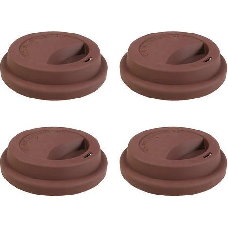 Set Mit 4 Wiederverwendbaren Silikon-reisebecherdeckeln, Staubdicht (kaffee) – 9,5 X 9,5 X 2 Cm – Kaffee