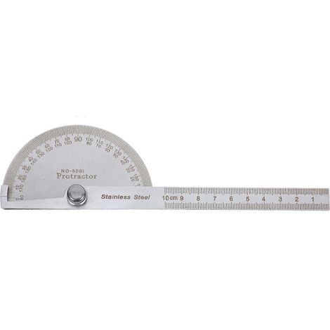 100-mm-multifunktionswinkelmesser Aus Edelstahl, 180 Grad, Runder Kopf, Schwenkbarer Messarm (silber)