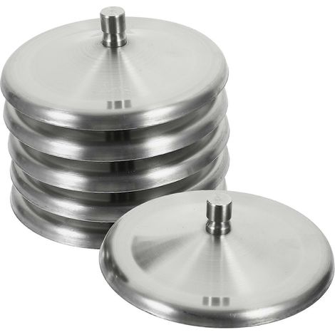 Set Mit 6 Runden Edelstahl-becherdeckeln, Staubdicht Und Korrosionsbeständig. – 9,50 X 9,50 X 2,00 Cm – Silber – 1
