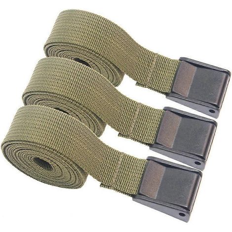 Set Mit 3 Praktischen Spanngurten Zum Verladen Und Campen, Robust Und Langlebig. – 100,00 X 2,50 X 1,00 Cm – Olivgrün